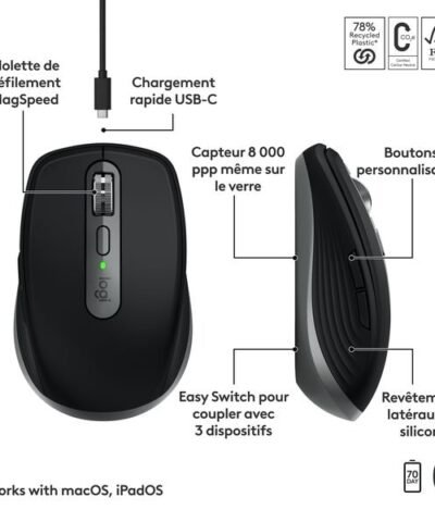 Logitech Souris portable MX Anywhere 3s for Mac Space grey 7