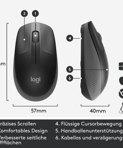 Logitech Maus M190 Anthrazit/Schwarz, kabellos 5