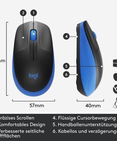 Logitech Maus M190 Blau/Schwarz, kabellos 3