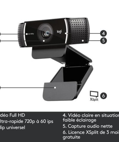 Logitech Webcam C922 Pro Stream , avec trépied, Full-HD 1080p, USB 7