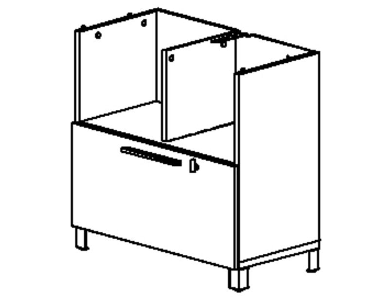 Sideboard unten 2 fächer, 1 schublade - SUNDAY - 42x80 - fassade Weiss graphic GAUTIER OFFICE - Bild 2