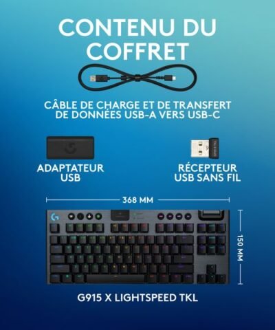 Logitech Clavier de gaming G915 X Lightspeed TKL GL Tactile 8