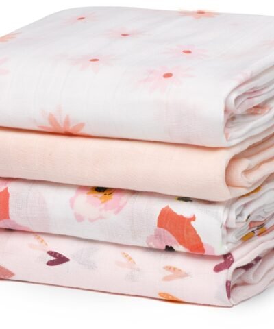 Momcozy Muslin Swaddle Blanket 4 Pack - printed
