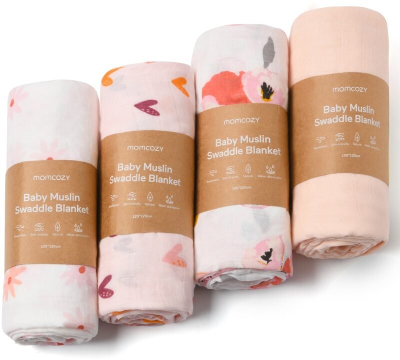 Momcozy Muslin Swaddle Blanket 4 Pack - printed – Image 2