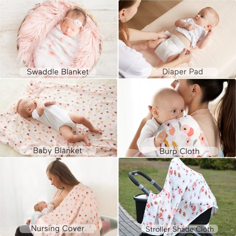 Momcozy Muslin Swaddle Blanket 4 Pack - printed – Image 6