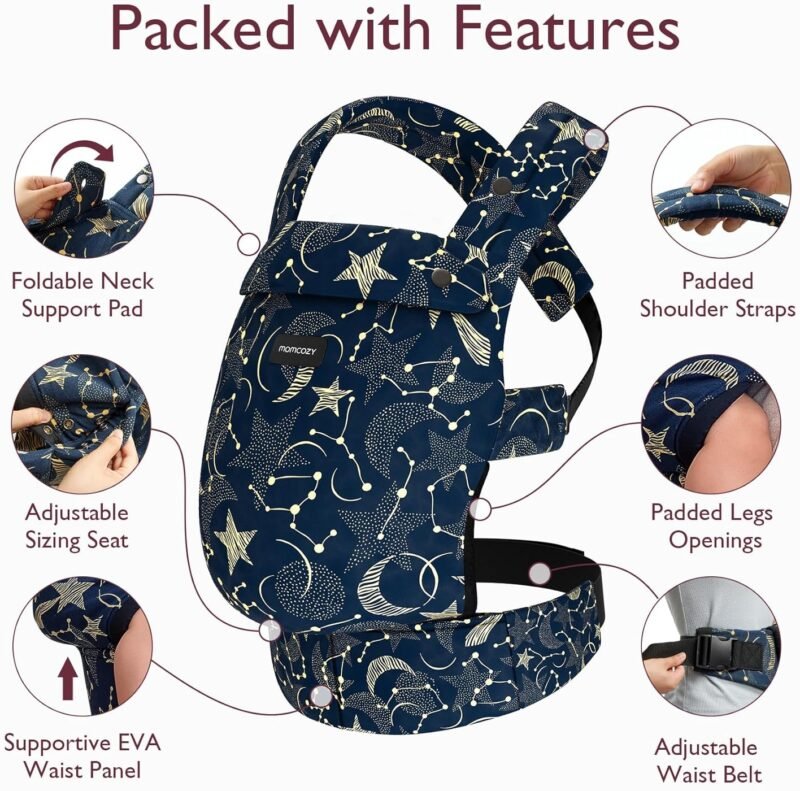 Momcozy Baby Carrier Cotton - starry night – Image 3
