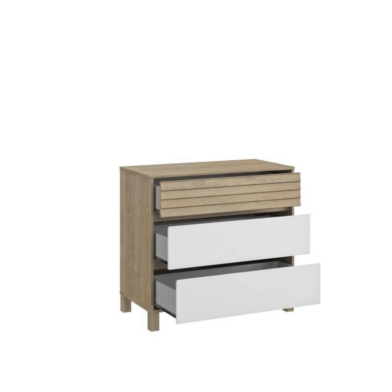Commode 3 tiroirs Chêne blond ACHILLE – Image 3