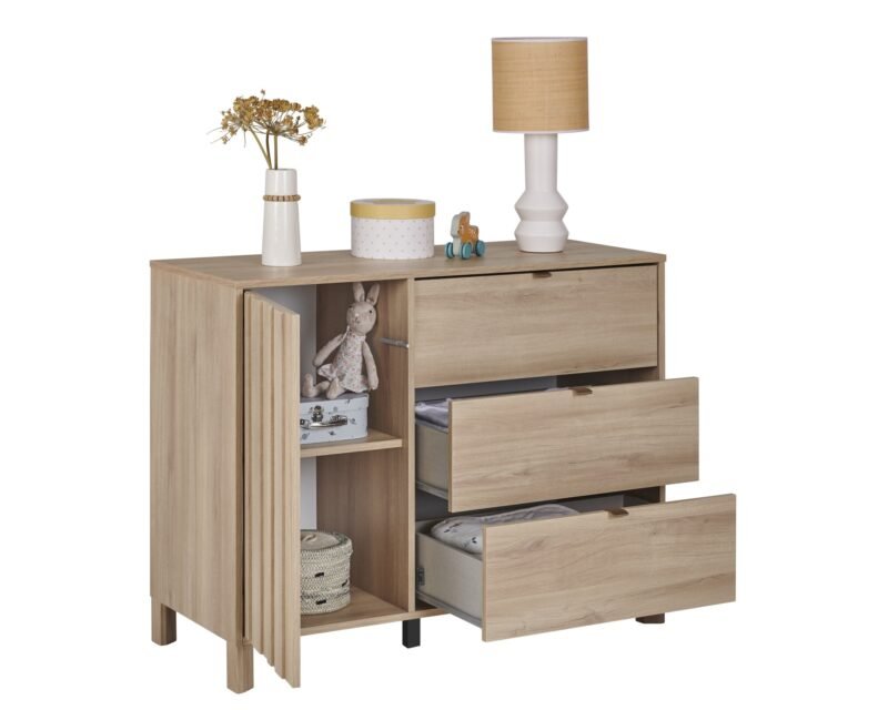Commode 1 porte 3 tiroirs Chêne du bocage CALYPSO – Image 2