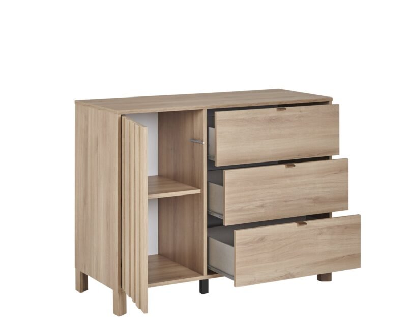 Commode 1 porte 3 tiroirs Chêne du bocage CALYPSO – Image 3