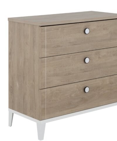 Commode 3 tiroirs Chêne blond-Blanc MARCEL