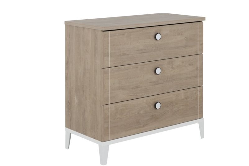 Commode 3 tiroirs Chêne blond-Blanc MARCEL