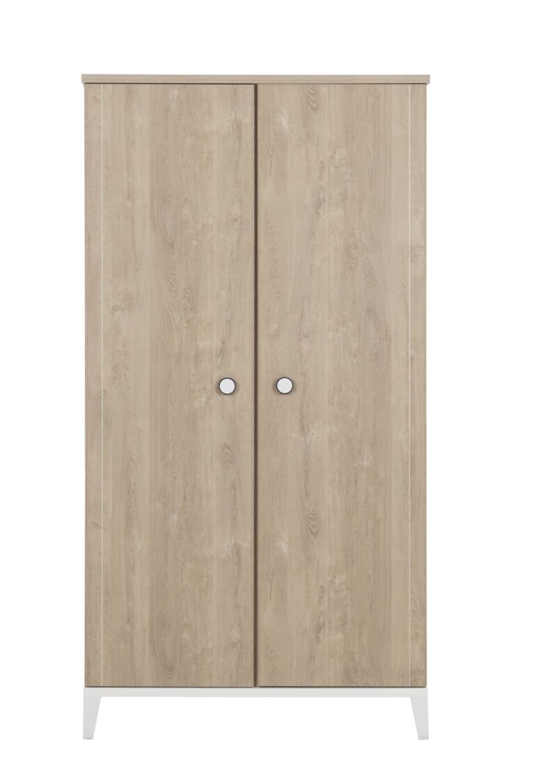 Armoire 2 portes Chêne blond-Blanc MARCEL
