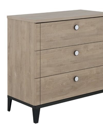 Commode 3 tiroirs Chêne blond-Noir MARCEL