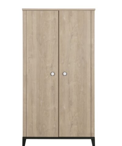 Armoire 2 portes Chêne blond-Noir MARCEL