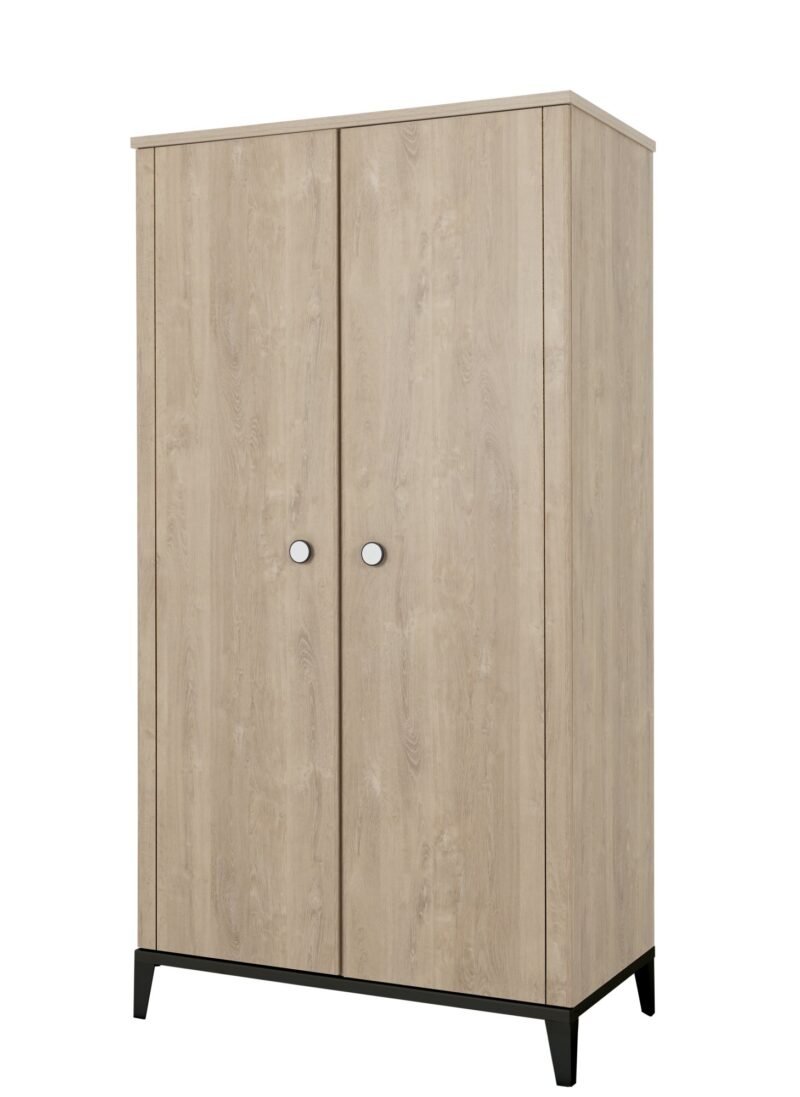 Kinderschrank 2 türen Eiche-blond-Schwarz MARCEL - Bild 2