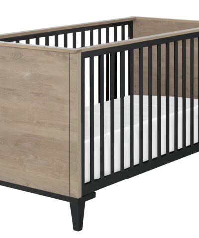 Lit bébé 70 x 140 Chêne blond-Noir MARCEL