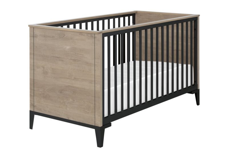 Kinderbett 70 x 140 Eiche blond-Schwarz MARCEL