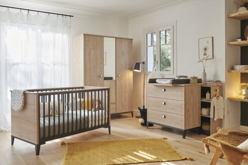 Kinderbett 70 x 140 Eiche blond-Schwarz MARCEL - Bild 2
