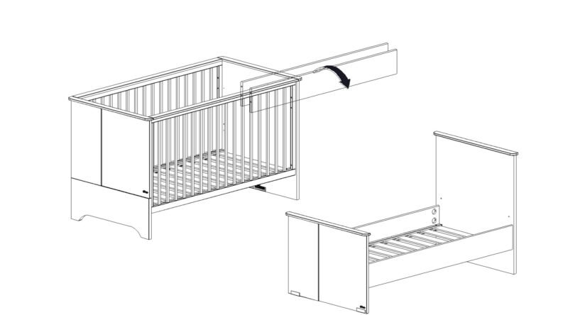 Lit bébé 70x140 + 2 pans 140 Chêne du bocage SACHA – Image 7