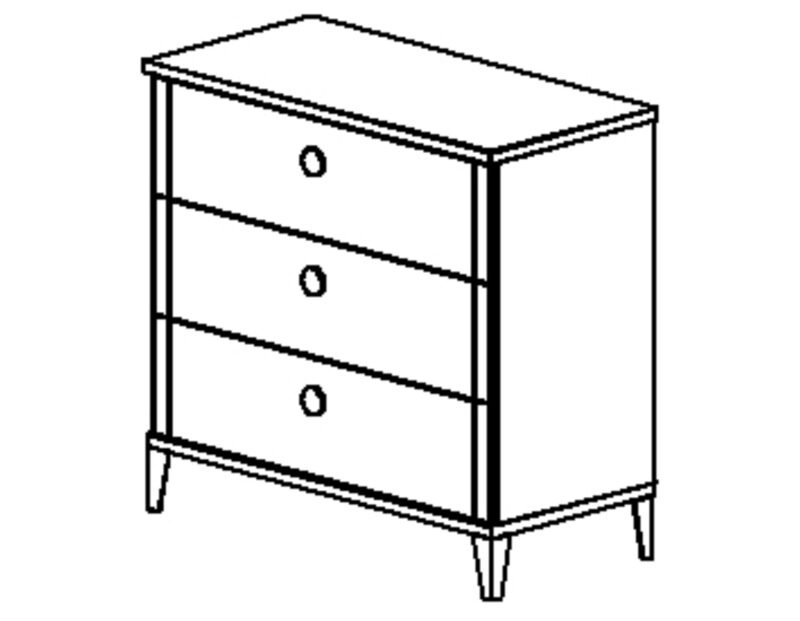 Commode 3 tiroirs Chêne blond-Noir MARCEL – Image 4