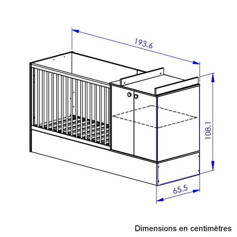Lit combiné évolutif 60 X 120 Chêne artisan ARTHUR – Image 6