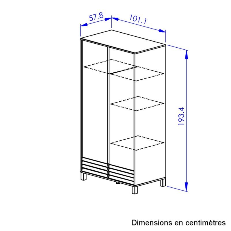 Armoire 2 portes Chêne blond ACHILLE – Image 5