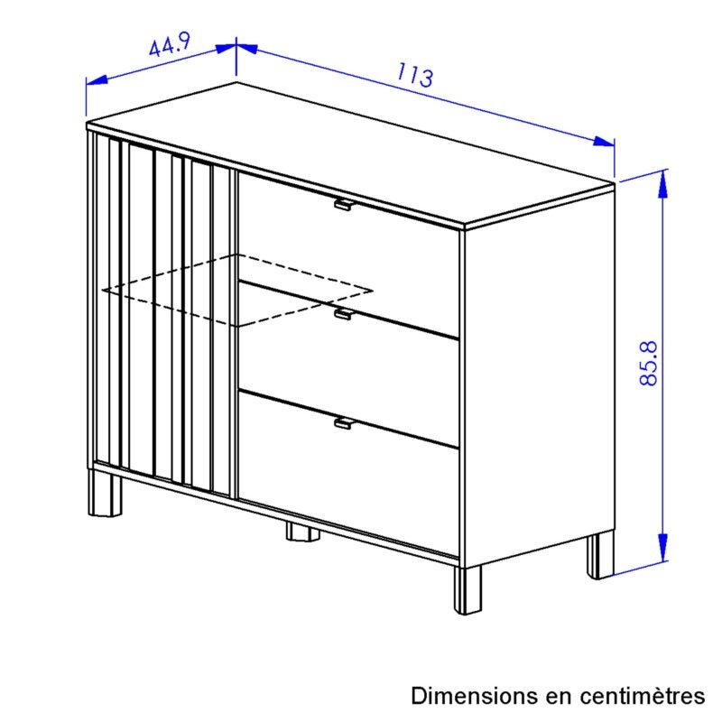 Commode 1 porte 3 tiroirs Chêne du bocage CALYPSO – Image 7