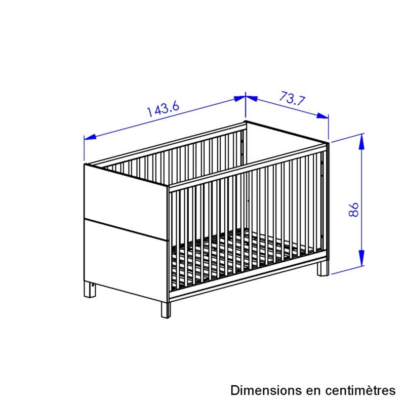 Lit bébé 70x140 Chêne du bocage CALYPSO – Image 7