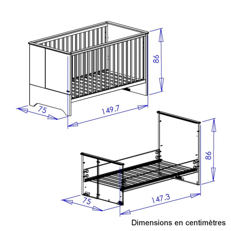 Lit bébé 70x140 + 2 pans 140 Chêne du bocage SACHA – Image 8