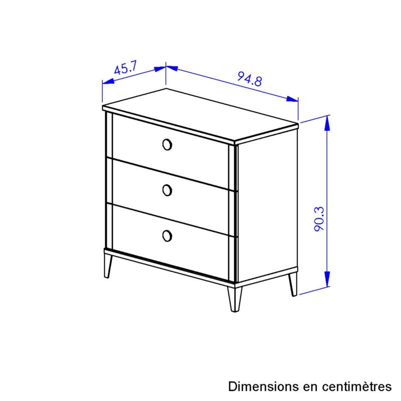 Commode 3 tiroirs Chêne blond-Noir MARCEL – Image 5