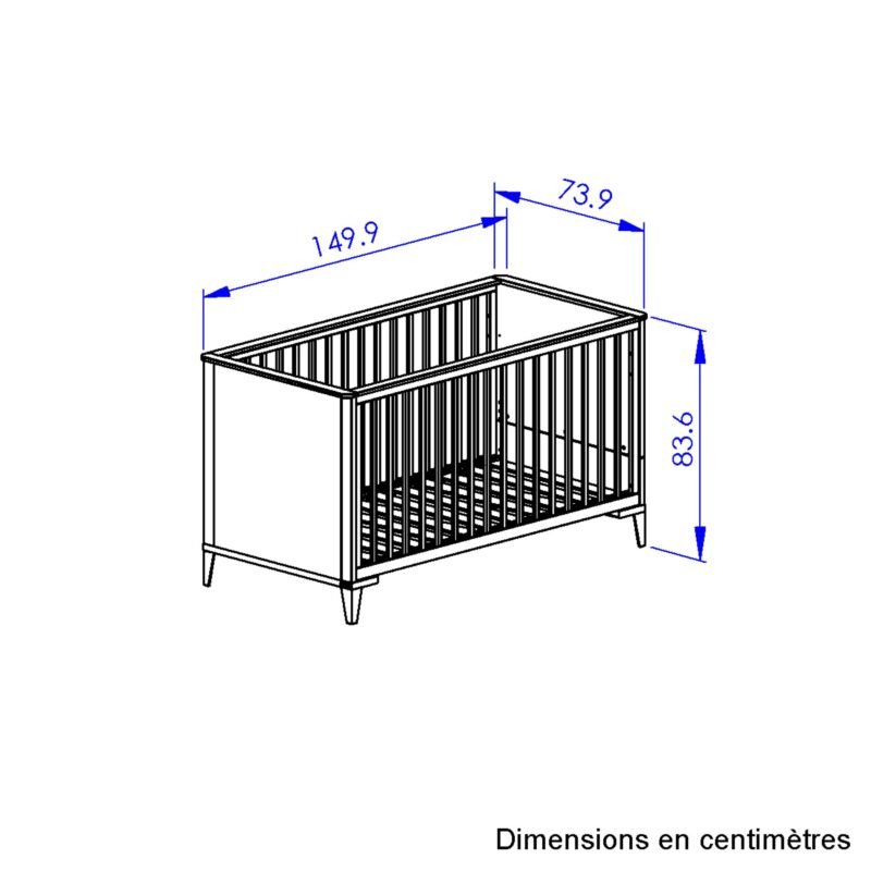 Lit bébé 70 x 140 Chêne blond-Blanc MARCEL – Image 6